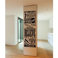 Retro Motivierende Zitat Aufkleber, Setzen Sie Ihre Ziele Hoch & Nicht Aufhören, Bis Dort Büro Wandbild Dekor, Glauben An Sich Aufkleber von SimsTheVinylMaker