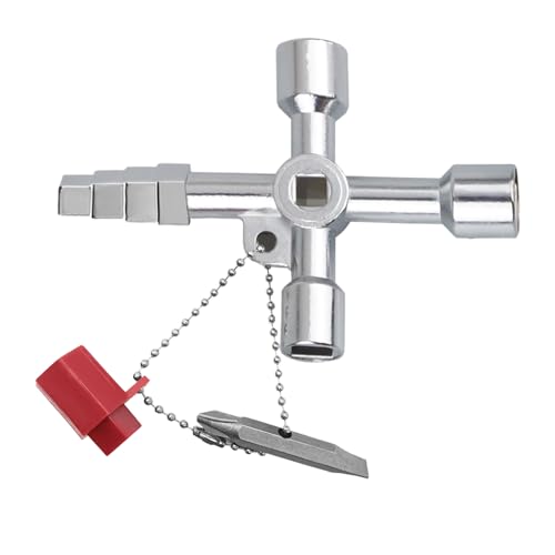 4 Wege Multifunktionale Utilities Schlüssel, Wasser Stromschlüssel Box Schlüssel, Vierkant Dreieck Rundschlüssel, für Elektrische Wasser Gas Meter Box Schrank, Absperrsysteme Schaltschrankschlüssel von Simsky