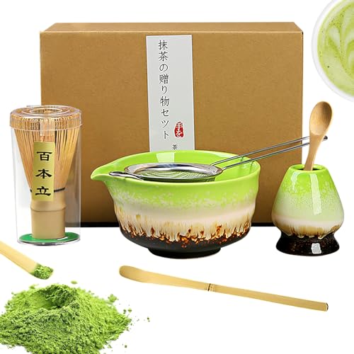 Simsky Matcha set, Japanisches Tee-Set, Matcha-Schale, Schaufel, Sieb, Matcha-Besenhalter, Matcha-Besenständer, Matcha-Tee-Set (Grün) von Simsky