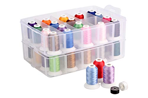 Simthread Maschinenstickgarn Kit mit Aufbewahrungsbox Organizer - 40 Colors, 550 Yards/Spule von Simthread