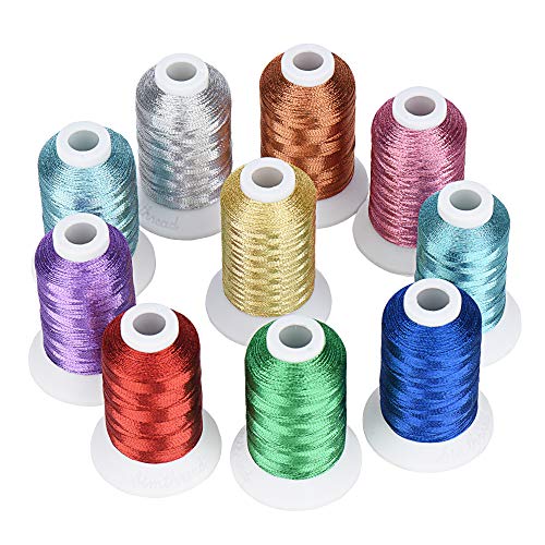 Simthread Metallic-Stickmaschinengarn-Set, 10 Farben, 500 m, für computergesteuerte Stickerei und dekoratives Nähen, Essential 1 Simthread Metallic-Stickmaschinengarn-Set, 10 Farben, 500 m, für computergesteuerte Stickerei und dekoratives Nähen, Essential 1 von Simthread