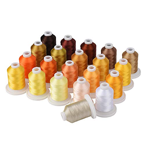 Simthread Polyester Maschinen Stickgarn, 800Y 21 Schnappen Spulen, Braun und Gold Farben für professionelles Stickdesign… Simthread Polyester Maschinen Stickgarn, 800Y 21 Schnappen Spulen, Braun und Gold Farben für professionelles Stickdesign… von Simthread
