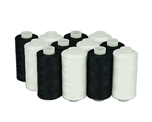 Simthread Weiße und Schwarze Farben Baumwoll Nähgarn für Nähmaschinen - 550 Yards/Spule von Simthread