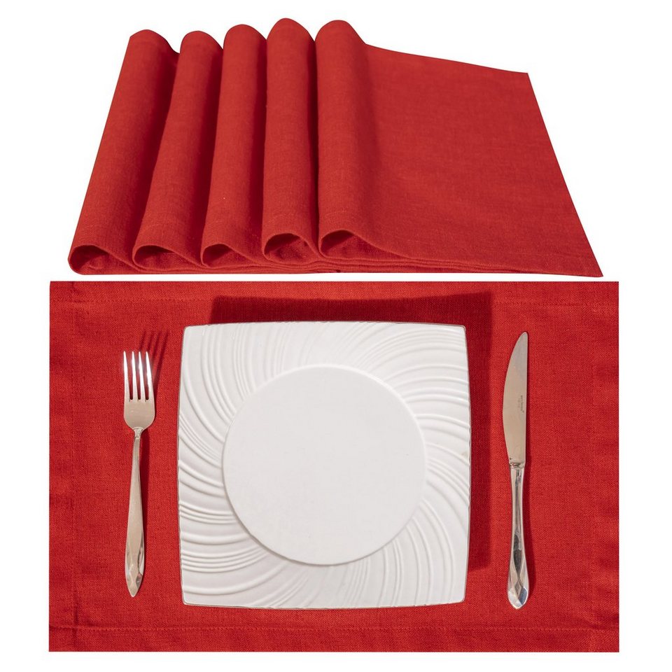 Platzset, Tischläufer-Tischsets Abwaschbar 6er Set / 4er Set, Simurq, (Tischset Rot Platzset Platzdeckchen abwaschbar, Abwaschbare Tischläufer modern mit Platzsets abwaschbar & Wasserabweisende, 6-St) von Simurq