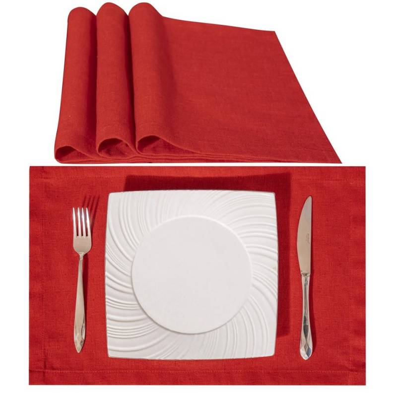Simurq Platzset Tischläufer-Tischsets Abwaschbar 6er Set / 4er Set, (Tischset Rot Platzset Platzdeckchen abwaschbar, Abwaschbare Tischläufer modern mit Platzsets abwaschbar & Wasserabweisende, 4-St) von Simurq