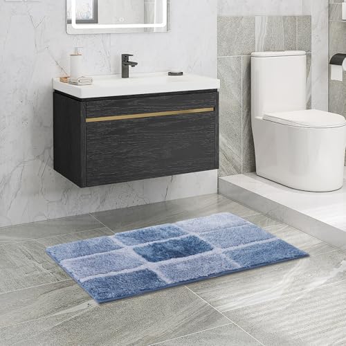 Simurq Badematte rutschfest und Waschbar - Weicher Badteppich mit Hoher Saugfähigkeit - Badezimmerteppich in Verschiedenen Größen und Farben - Badläufer, Badezimmermatte (Blau, 50x80 cm) von Simurq