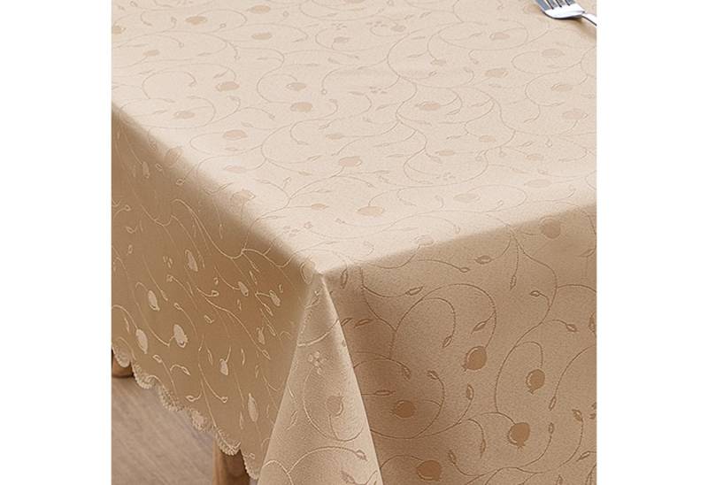 Simurq Tischdecke Abwaschbar - Lotuseffekt, Wasserabweisend & Pflegeleicht Tischdecken (Tischdecke weiß Grau Beige Tischdecke Rund - Tischtuch Table Cloth) von Simurq