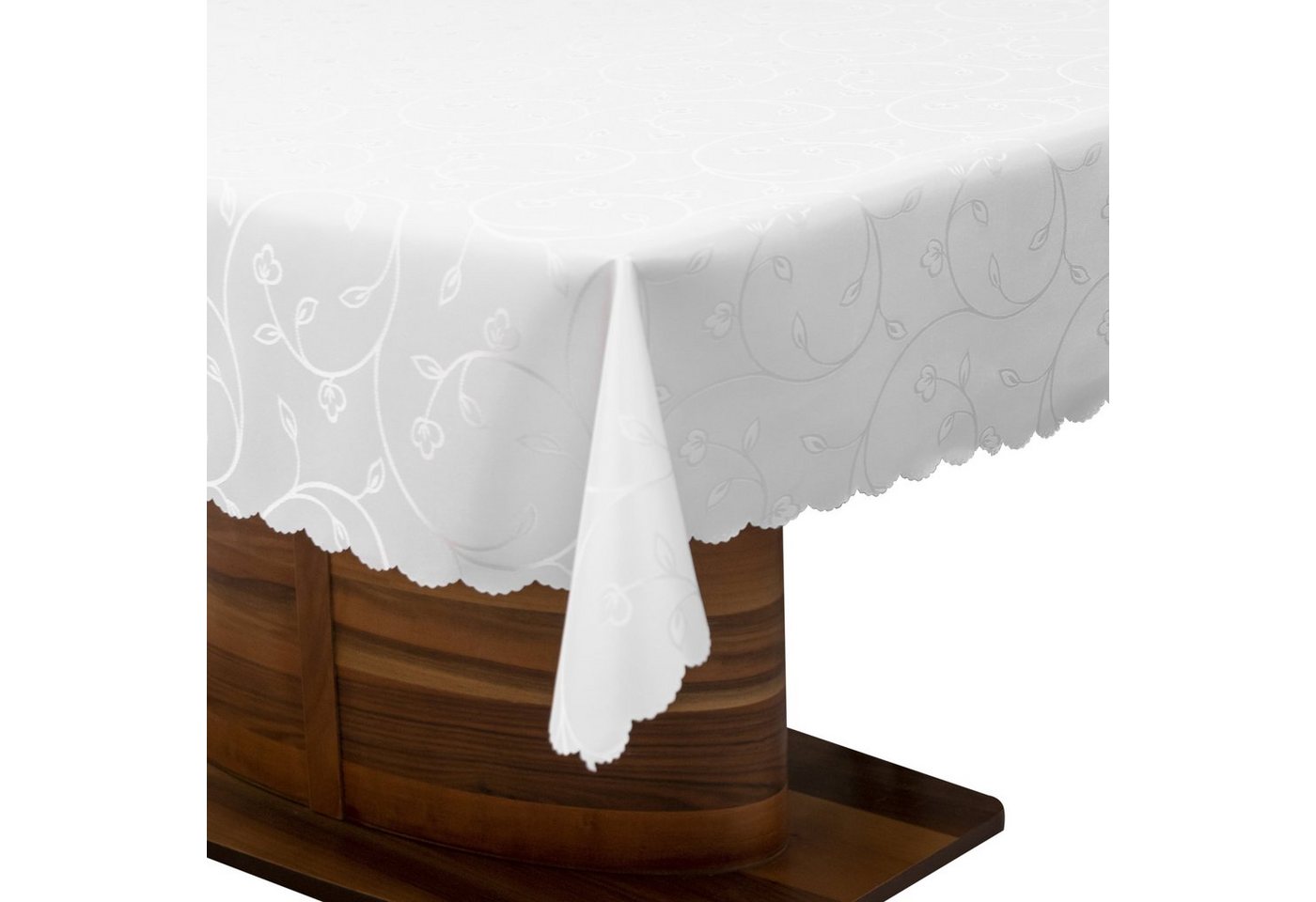 Simurq Tischdecke Abwaschbar - Lotuseffekt, Wasserabweisend & Pflegeleicht Tischdecken (Tischdecke weiß Grau Beige Tischdecke Rund - Tischtuch Table Cloth) von Simurq