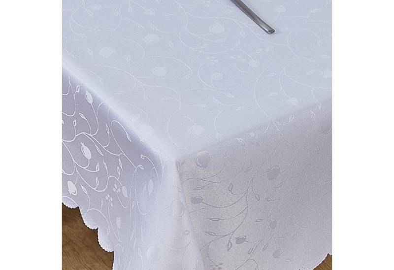 Simurq Tischdecke Abwaschbar - Lotuseffekt, Wasserabweisend & Pflegeleicht Tischdecken (Tischdecke weiß Grau Beige Tischdecke Rund - Tischtuch Table Cloth) von Simurq