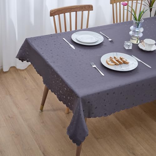 Simurq Tischdecke Abwaschbar Lotuseffekt | Wasserabweisend & Pflegeleicht & fleckenabweisend Tischdecken | Tischdecke weiß Grau Beige Tischdecke Rund - Tischtuch Table Cloth (Anthrazit, 140x240 cm) von Simurq