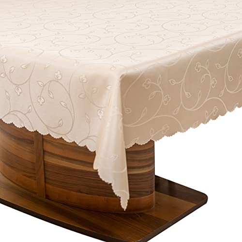 Simurq Tischdecke Abwaschbar Lotuseffekt | Wasserabweisend & Pflegeleicht & fleckenabweisend Tischdecken | Tischdecke beige - Tischdecke rechteckig - Tischtuch Table Cloth (Beige, 160x220 cm) von Simurq