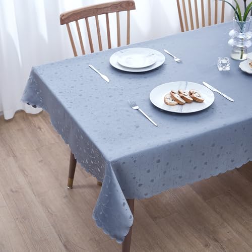 Simurq Tischdecke Abwaschbar Lotuseffekt | Wasserabweisend & Pflegeleicht & fleckenabweisend Tischdecken | Tischdecke weiß Grau Beige Tischdecke Rund - Tischtuch Table Cloth (Grau, 130x220 cm) von Simurq