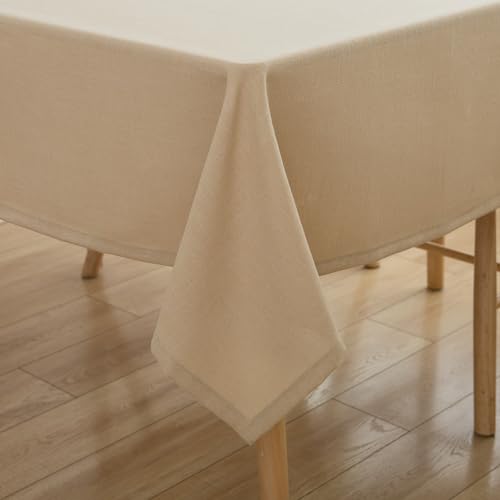 Simurq Tischdecke Abwaschbar-Wasserabweisend |Tischdecke rechteckig Leinenoptik -Lotuseffekt | Pflegeleicht & fleckenabweisend Tischdecken |Tischdecke Beige -Tischtuch Table Cloth (Beige, 130x220 cm) von Simurq