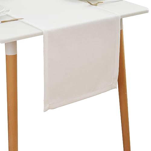 Simurq Tischläufer Leinenoptik - Lotuseffekt | Wasserabweisende & Abwaschbare tischläufer modern | Pflegeleicht & fleckenabweisend Läufer| Tischläufer Weiß - Table Runner (Farbe: Weiß, 40x180 cm) von Simurq