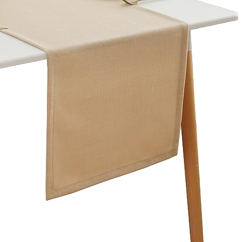 Simurq Tischläufer Wasserabweisende & Abwaschbare Tischläufer modern | Leinenoptik - Lotuseffekt | Pflegeleicht & fleckenabweisend Läufer | Tischläufer beige (Farbe: Beige, 30x120 cm) von Simurq