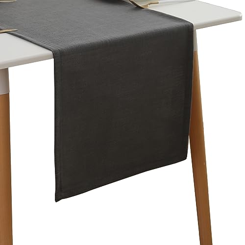 Simurq Tischläufer Leinenoptik - Lotuseffekt | Wasserabweisende & Abwaschbare tischläufer modern | Pflegeleicht & fleckenabweisend | tischläufer grau - Anthrazit Table Runner (Farbe: Grau, 40x180 cm) von Simurq