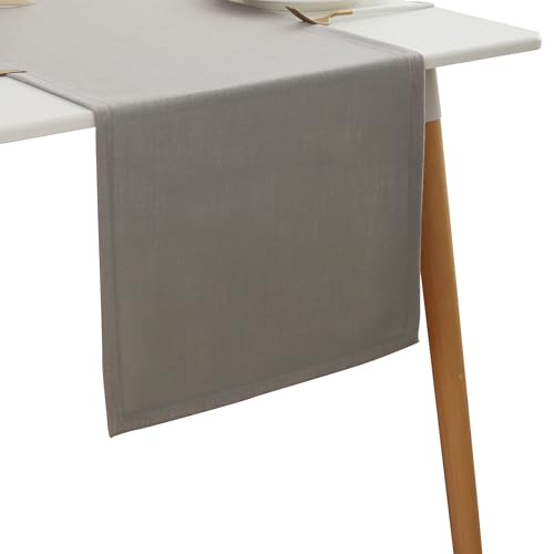 Simurq Tischläufer Leinenoptik -Lotuseffekt | Wasserabweisende & Abwaschbare tischläufer modern |Pflegeleicht & fleckenabweisend | tischläufer grau -Table Runner Tischband (Farbe: Hellgrau, 30x120 cm) von Simurq