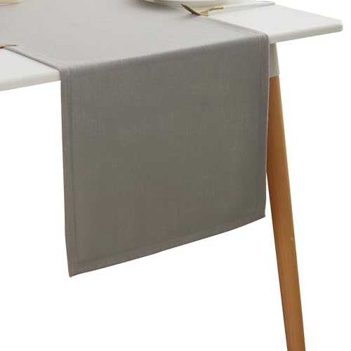 Simurq Tischläufer Leinenoptik - Lotuseffekt | Wasserabweisend & Abwaschbar | Pflegeleicht & Fleckenabweisend | Grau - Table Runner (30x140 cm, Hellgrau) von Simurq
