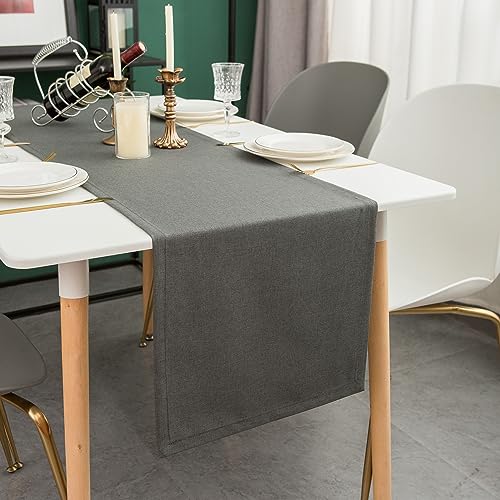 Simurq Tischläufer Modern | Tischläufer Abwaschbar – Wasserabweisend - Lotuseffekt | Tischläufer Outdoor - Pflegeleicht | Tischläufer Anthrazit | Table Runner Tischband (Anthrazit, 30x120 cm) von Simurq