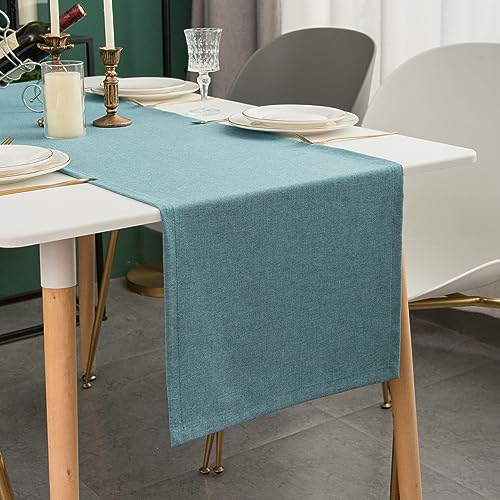 Simurq Tischläufer Modern | Abwaschbar, Wasserabweisend, Lotuseffekt | Outdoor Pflegeleicht & Fleckenabweisend | Blau | Table Runner Tischband (30x140 cm) von Simurq
