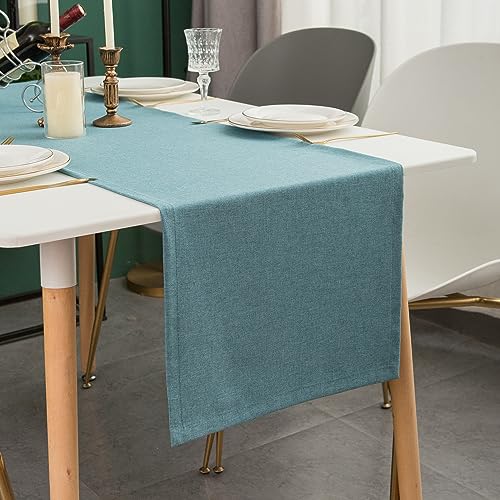 Simurq Tischläufer Modern | Tischläufer Abwaschbar – Wasserabweisend -Lotuseffekt | Tischläufer Outdoor -Pflegeleicht & fleckenabweisend | Tischläufer Blau | Table Runner Tischband (Blau, 40x160 cm) von Simurq