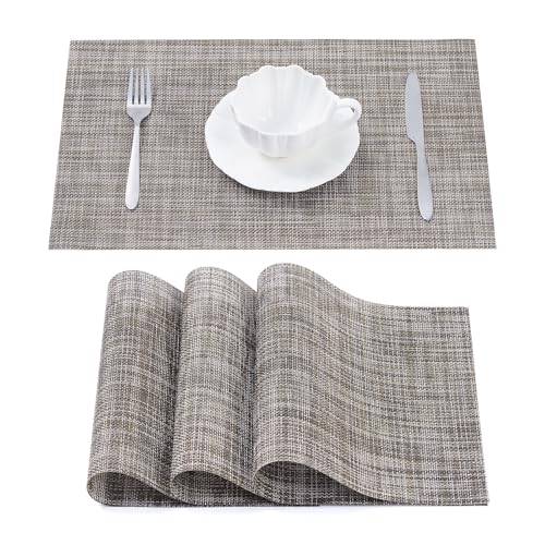 Tischsets Abwaschbar - Platzsets aus PVC, rutschfest und Waschbar - Platzdeckchen - Tischunterlage, Platzset, Tischuntersetzer für Esszimmer, Küche und Restaurant (Braun Mix, 4er Set) von Simurq