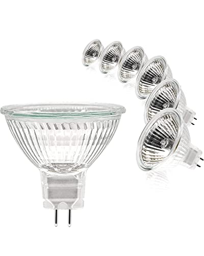 Simusi MR16 Halogen Leuchtmittel, Halogen 12V 20W MR16, GU5.3 Halogen 20W Deckenglühbirnen 2 Pin dimmbar, Halogen Spot Glühbirnen, Halogen Reflektor 2700K Warmweiß, 6er Pack von Simusi