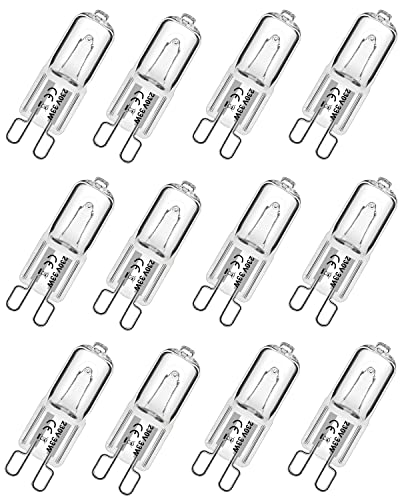 Simusi G9 Halogen Glühbirnen, 33W Halogen Leuchtmittel G9, 230V Dimmbar Halogenlampen, Warmweiße Lampen für Backofen Mikrowellenfür Ofen, 12 Stück von Simusi