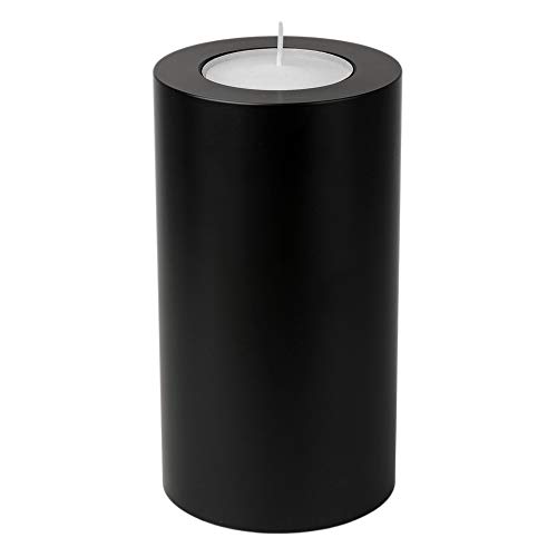 Sin! Teelichthalter Trend schwarz - ∅ 8 cm - Höhe 18 cm, Dauerkerze mit Teelicht in Kerzenform - Teelichtkerze in Kerzenoptik - Kunststoffkerze mit Teelichteinsatz von Sin!