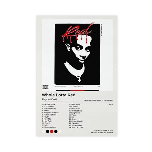 Playboi Carti Whole Lotta Red Album Cover Leinwand Poster Schlafzimmer Dekor Sport Landschaft Büro Zimmer Dekor Geschenk Unrahmen-Stil 30 x 45 cm Playboi Carti Whole Lotta Red Album Cover Leinwand Poster Schlafzimmer Dekor Sport Landschaft Büro Zimmer Dekor Geschenk Unrahmen-Stil 30 x 45 cm von SinBii