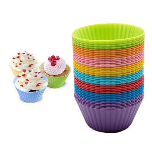 Silikon Muffinförmchen,24 PCS Umweltschonend Cupcakeförmchen BPA-Frei Backformen Wiederverwendbare Muffin Formen für Familie DIY Backen Kuchen Eincreme und Pudding von SinChic