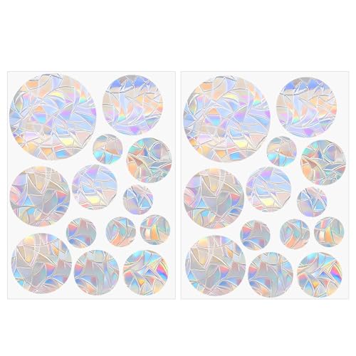 Suncatcher Sticker Kreis,26 PCS Prisma Fensteraufkleber Vogel Anti Kollisions Fenster Aufkleber Fensteraufkleber Vögel Anti Kollision Regenbogen Fensterfolie für Fenster Regenbogen Folie Fenster Round von SinChic