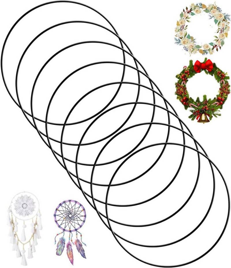 SinLaw Bastelkranz 20cm Metall Bastelring, Metallring, schwarz, DIY Dekoration, Basteln, 8-pack 20cm for hanging wrapping technique von SinLaw
