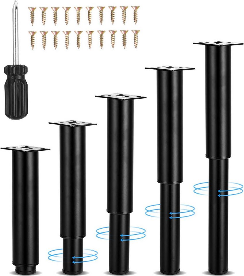 SinLaw Möbelfuß Satz mit höhenverstellbaren Möbelfüßen, verstellbar von 18-34 cm, (5-St), mit Schraubendreher von SinLaw