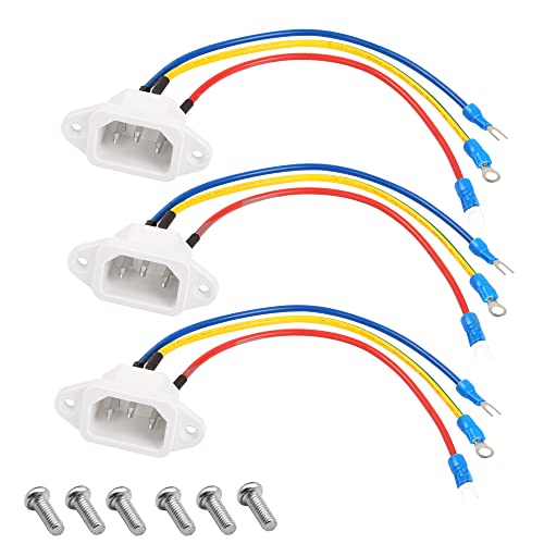 SinLon IEC320 C14 Male Socket with 3 18AWG Wires 3-Pack, Suitable for Rice Cookers, Pressure Cookers, Desktop Hosts, AC Power Outlets, etc von SinLoon