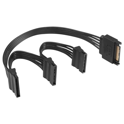 SinLoon 15-poliges SATA-Power-Splitter-Adapterkabel, 15-poliges SATA-1-zu-3-SATA-Seriellkabel für Festplatten, SSDs und optische Laufwerke (1Male to 3 Female) von SinLoon