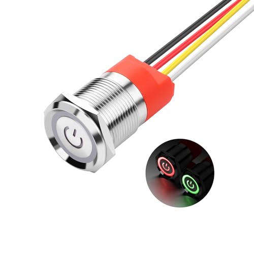 SinLoon 19mm Touchschalter 0,74" LED – Latching-Schalter DC 6V bis 36V IP67 wasserdichter Metall-Momentary-Touch-Button für 3/4"-Bohrloch von SinLoon