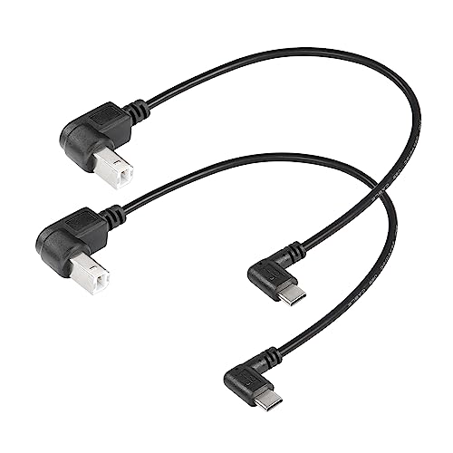 SinLoon 2er-Pack USB-C-Druckerkabel, rechtwinkliges USB-B-auf-Typ-C-Kabel, 11,8 Zoll USB-B-Stecker auf USB-C-Stecker für Drucker, MIDI-Controller, Scanner (D+D) von SinLoon