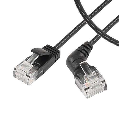 SinLoon 360 ° drehbares CAT6A Ethernet-Kabel, gerade nach rechtwinklig, hohe Geschwindigkeit, 10 Gbit/s, 500 MHz, weiches Nylon-Netzkabel, superleichtes Kabel, UTP-geschirmt, gedrehtes Paar(0,5 m) von SinLoon