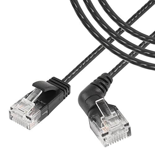 SinLoon 360 ° drehbares CAT6A Ethernet-Kabel, gerade nach rechtwinklig, hohe Geschwindigkeit, 10 Gbit/s, 500 MHz, weiches Nylon-Netzkabel, superleichtes Kabel, UTP-geschirmt, gedrehtes Paar(1,5 m) von SinLoon