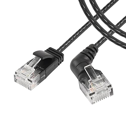 SinLoon 360 ° drehbares CAT6A Ethernet-Kabel, gerade nach rechtwinklig, hohe Geschwindigkeit, 10 Gbit/s, 500 MHz, weiches Nylon-Netzkabel, superleichtes Kabel, UTP-geschirmt, gedrehtes Paar (1 m) von SinLoon