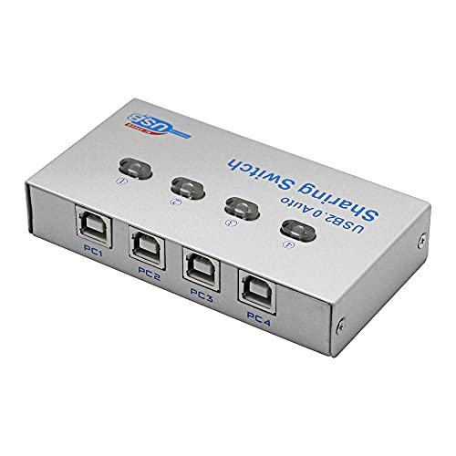 SinLoon Drucker-Splitter, USB-Drucker Sharing Switch, 4 Ports, 4 PC Share 1 USB-Gerät, High-Speed Sharing Switcher, Drucker Scanner extern (1 zu 4) von SinLoon