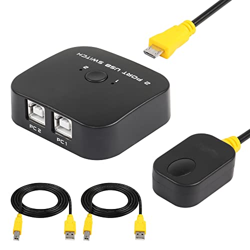 SinLoon Druckerschalter Selector 2 in 1 Out USB 2.0 Shared Switch Hub für Drucker, Scanner, Lautsprecher, Tastatur, Maus, Festplatte mit 2 USB 2.0 Druckkabeln von SinLoon