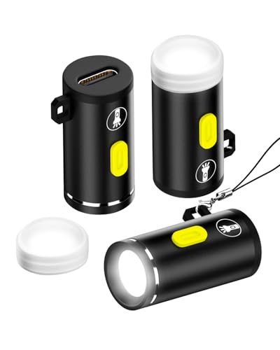 SinLoon Mini-Taschenlampe, Typ C, 3-teilig, tragbar, starke Mini-Taschenlampe, 5 V bei 0,2 A, 1 W Ladeleistung/210–230 Lumen, geeignet für kleine Notfall-Arbeitslichter im Freien zu Hause von SinLoon