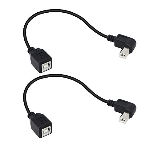 SinLoon USB 2.0 Typ-B Druckerkabel, (2er-Pack) USB 2.0 B Buchse auf linkem Winkel B Stecker Drucker kurzes Verlängerungskabel für Drucker, Scanner, mobile HDD und mehr (links 2) von SinLoon