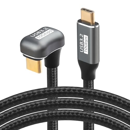 SinLoon USB-C-Kabel, 100 W, U-förmig, abgewinkelt, 3,2 Typ C, Stecker auf Buchse, Datenverlängerung, 10 Gbit/s, geflochtenes Nylonkabel, schnelles Aufladen für USB-C-Geräte (1 m) von SinLoon