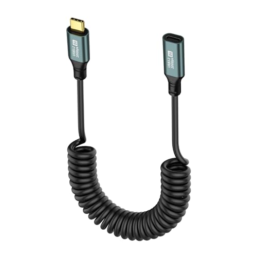 SinLoon USB C Spiralkabel 3.2 Typ C Stecker auf Buchse - 20 Gbit/s, PD 100 W, 8K@60 Hz Daten-Schnellladekabel für Mobiltelefone, Tablets und Andere USB-C-Geräte - 1,8 m (Male to F) von SinLoon