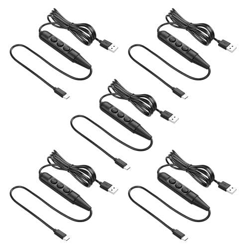 SinLoon USB-Männlich mit Ein/Aus-Schalter zu USB-C-Männlich Kabel, USB2.0 zu Typ C 6-Stufen Dimm-Schalter Stromkabel, für LED-Streifen kleine Tischlampe und andere 5V Geräte 5Stk 1,5M/4,9FT (TYP C) von SinLoon
