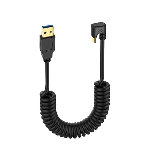 SinLoon USB-Typ-C-Spiralkabel, 5 Gbit/s, einziehbares 90-Grad-USB3.0-auf-USB-C-Ladekabel und Datenübertragung für Telefon, Tablet, andere USB-C-Geräte (M to U) von SinLoon