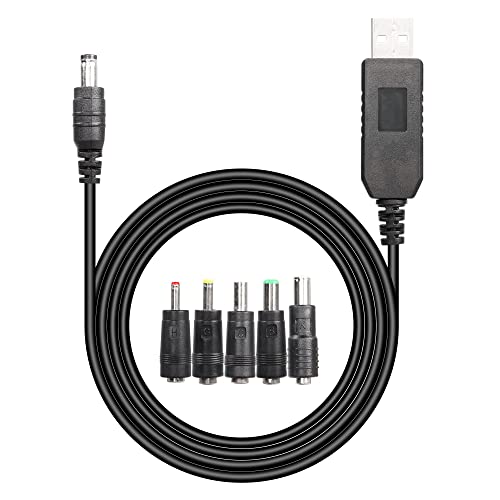 SinLoon USB to DC 5V to 12V Step up Cable 3FT DC 5521 Power Adapter Cable with 7.9X5.9mm, 3.5x1.35mm, 4.0x1.7mm, 5.5x2.5mm, 6.3x3.0mm Connectors (5V to 12V) von SinLoon